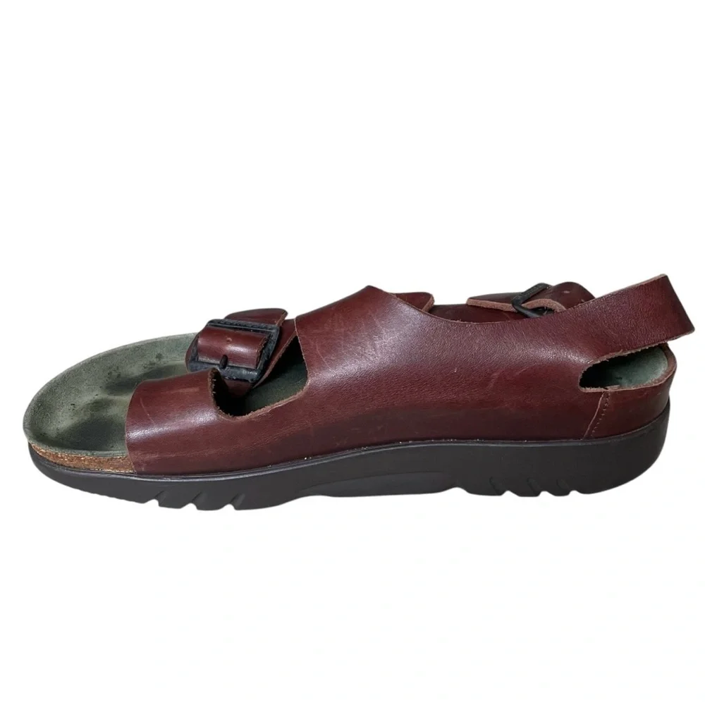 MEPHISTO Zeus Unisex Cork Leather Sandals Dark Brown 40